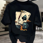 Men's poker dice print pattern round neck breathable T-shirt