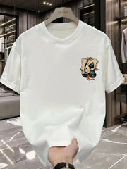 Men's poker dice print pattern round neck breathable T-shirt