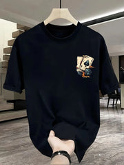 Men's poker dice print pattern round neck breathable T-shirt