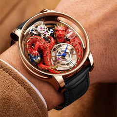 House of Dragons Art 3D Gold Dragon Watch