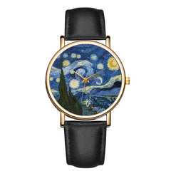 Oil Painting Watches Women Simple Arabic Numerals Quartz