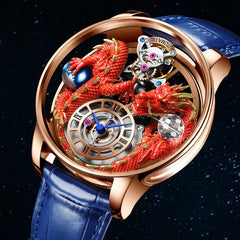 House of Dragons Art 3D Gold Dragon Watch