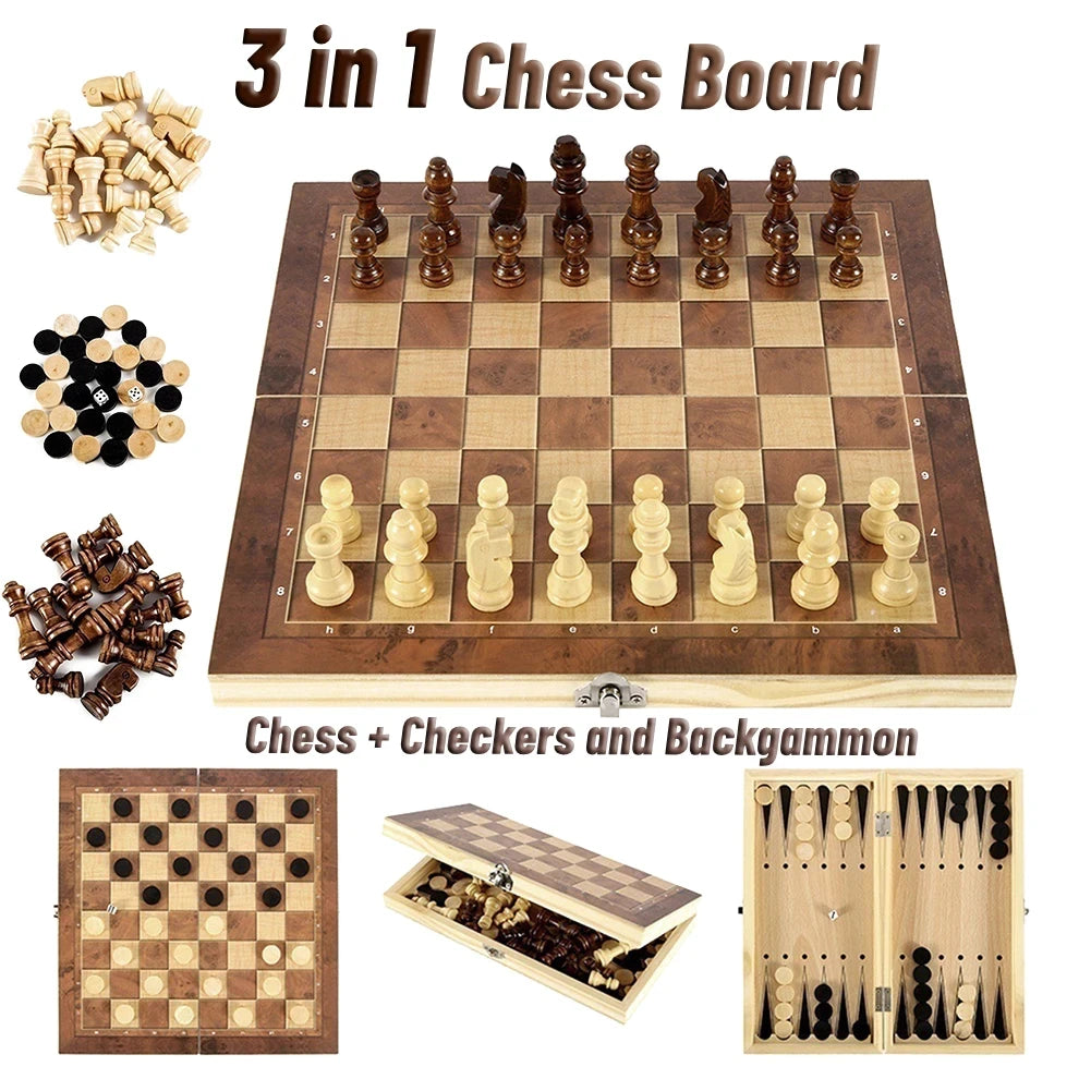 3 In 1 Board Party Table Games Dice Chess Backgammon