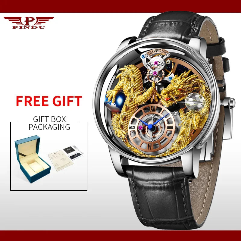 House of Dragons Art 3D Gold Dragon Watch