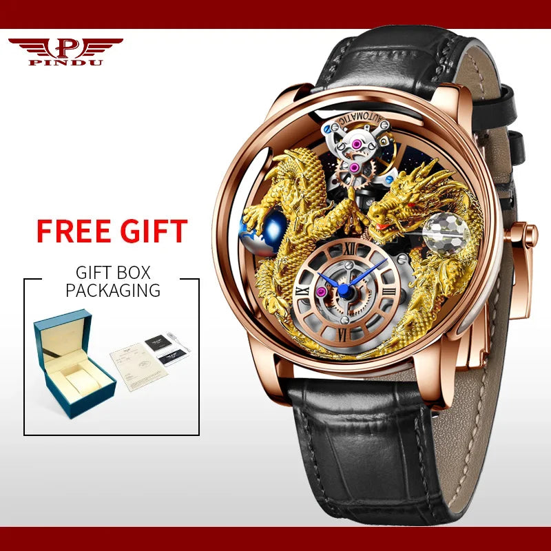 House of Dragons Art 3D Gold Dragon Watch