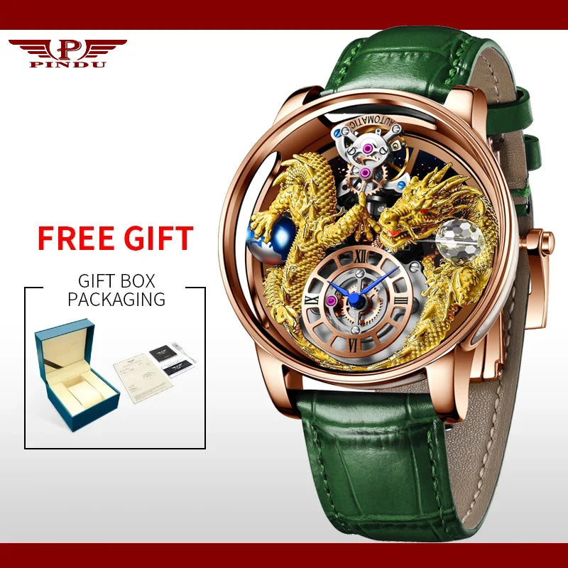House of Dragons Art 3D Gold Dragon Watch