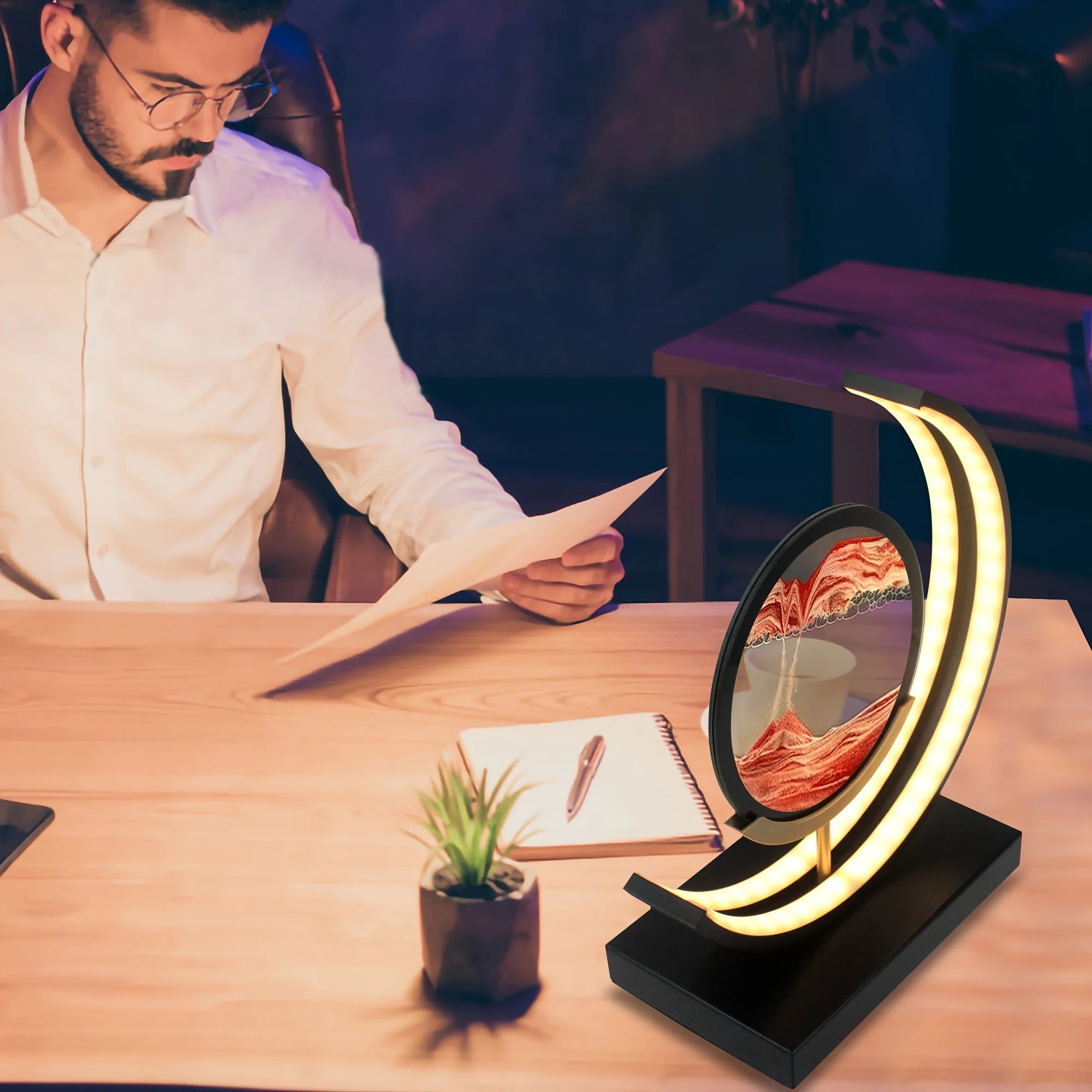 Moving Sand Art Picture In Motion 3D Sand Lamp Round Sand Picture