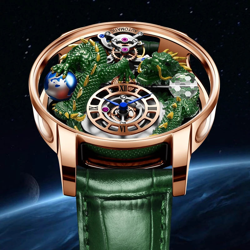 House of Dragons Art 3D Gold Dragon Watch