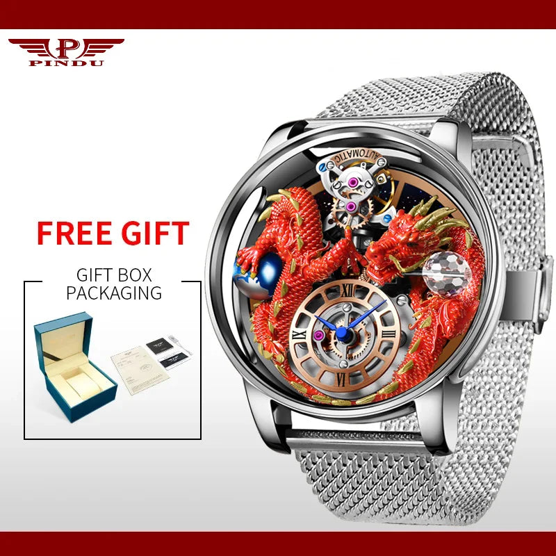 House of Dragons Art 3D Gold Dragon Watch