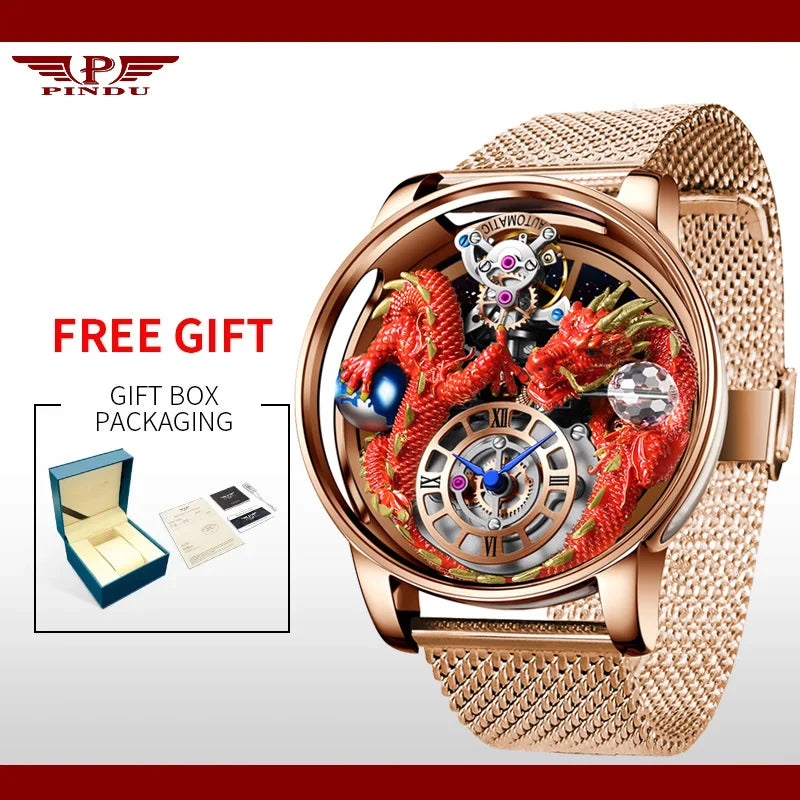 House of Dragons Art 3D Gold Dragon Watch