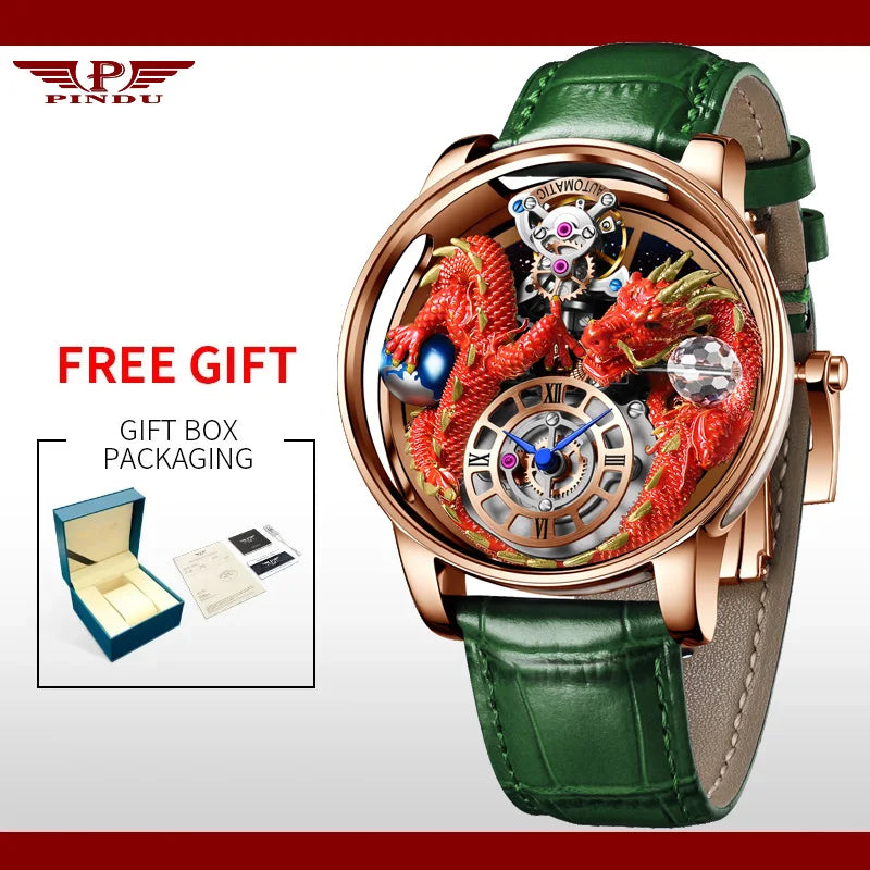 House of Dragons Art 3D Gold Dragon Watch