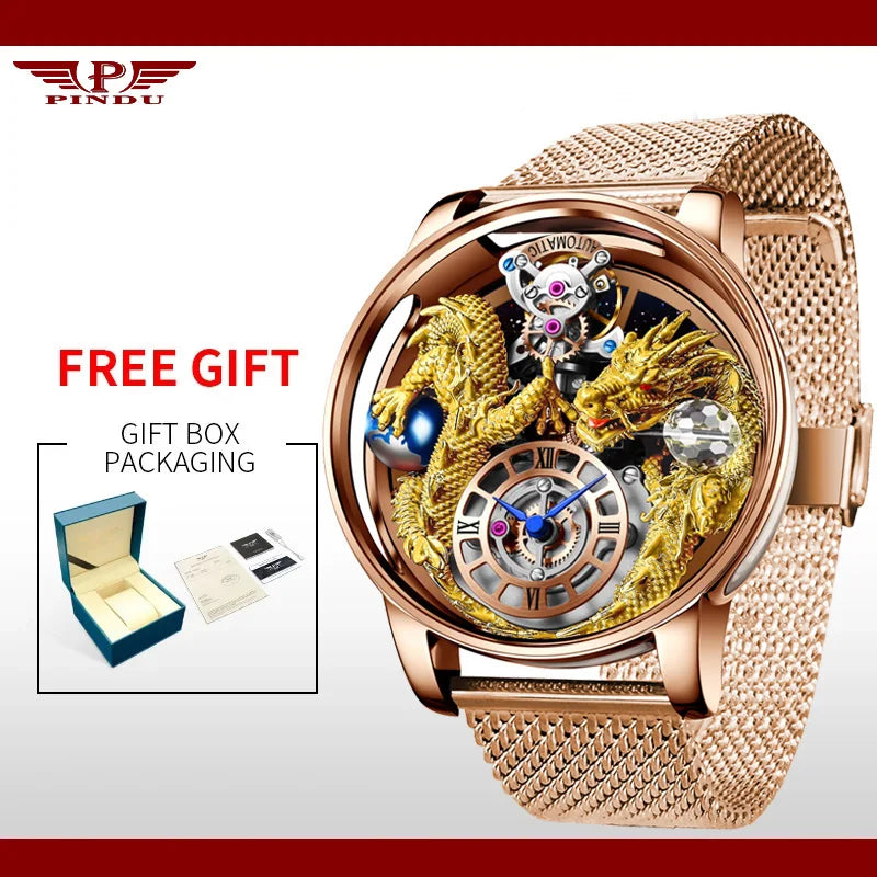 House of Dragons Art 3D Gold Dragon Watch