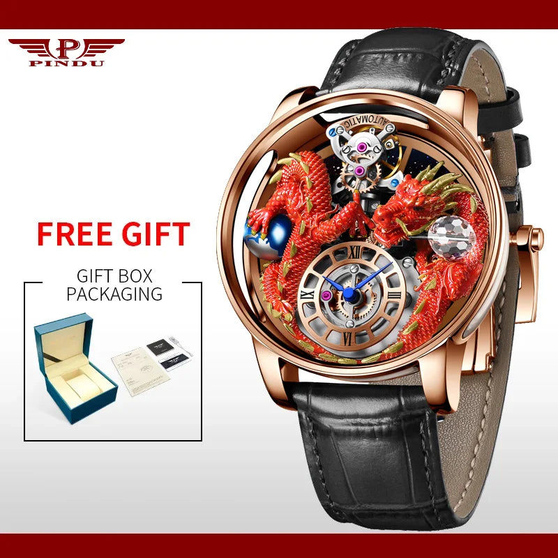House of Dragons Art 3D Gold Dragon Watch