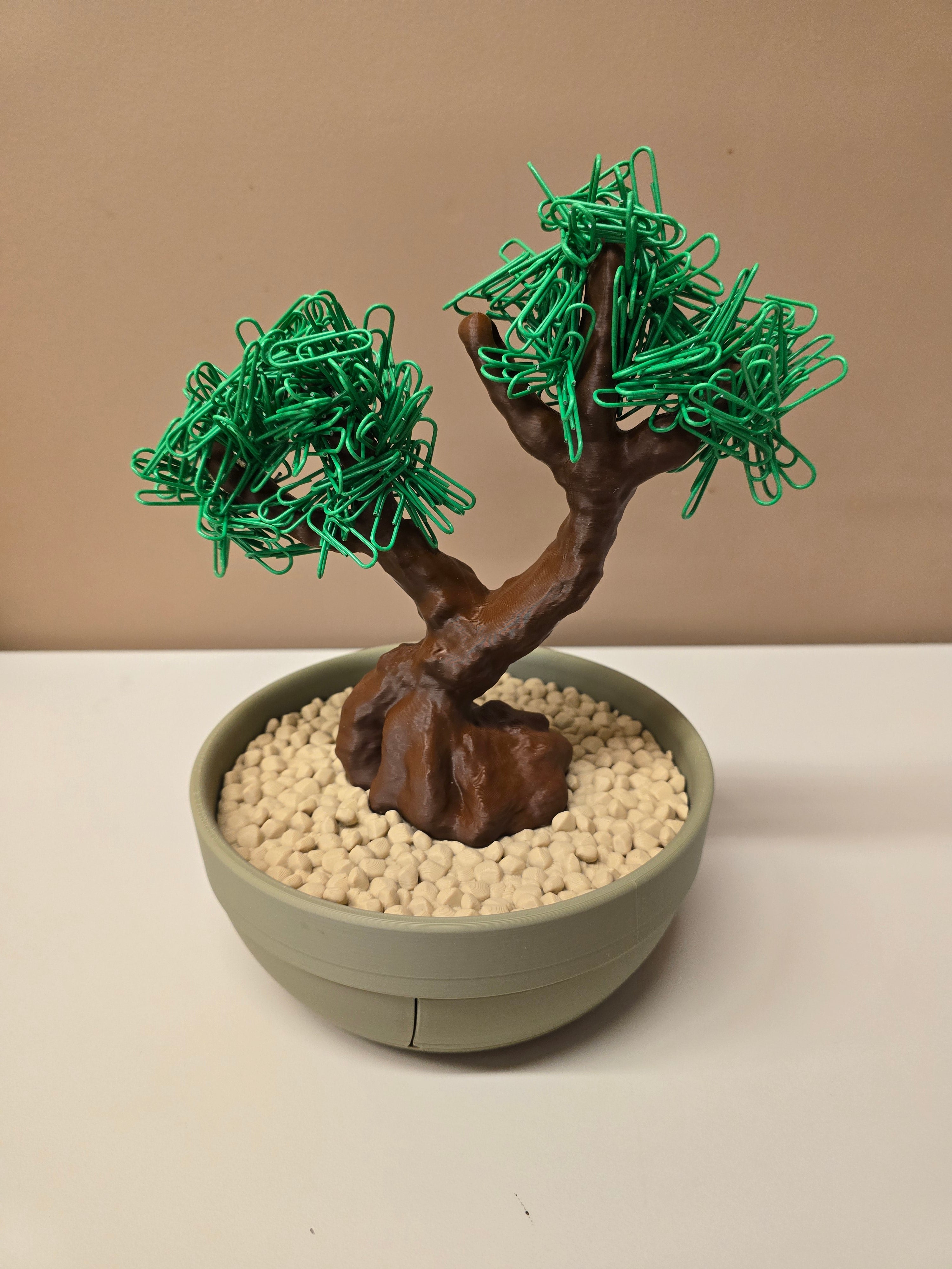 Decorative Bonsai Tree  Paperclip Holder/Dispenser with Hidden Storage